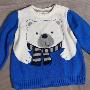 Koala Kids Baby Polar Bear Long Sleeve Sweater 6-9 Months Blue White